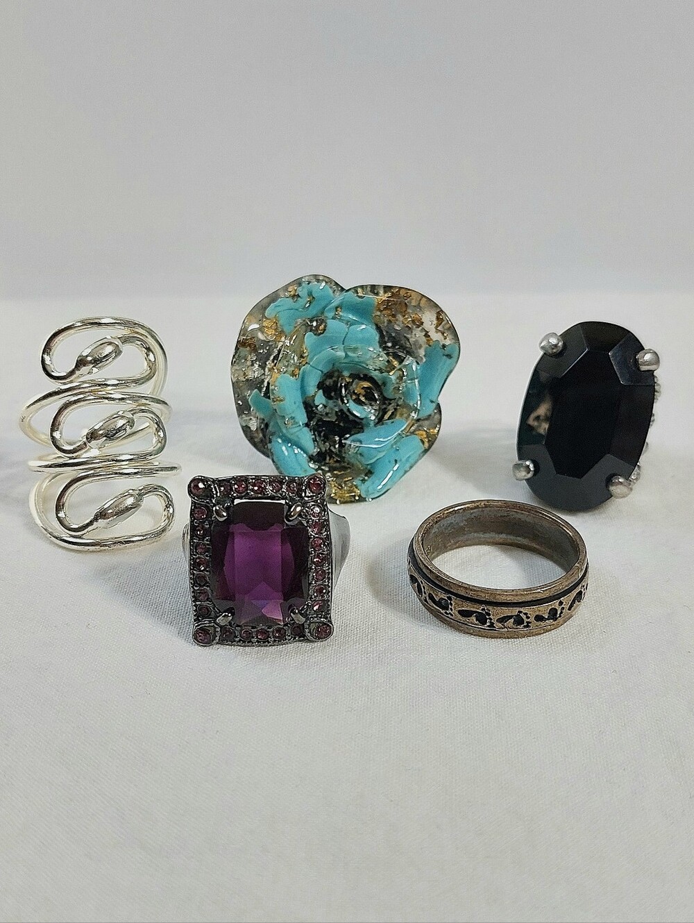 Mixed Women's Ring Set - Mixed Materials Accent Rings